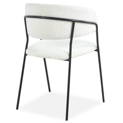 Lot de 4 chaises Azia en métal noir et tissu bouclette crème