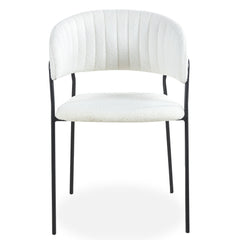 Lot de 4 chaises Azia en métal noir et tissu bouclette crème