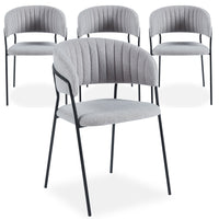 Juego de 4 sillas metálicas Azia de tejido bouclé gris y negro