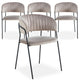 Lot de 4 chaises en velours taupe Azia avec structure en métal noir