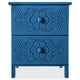 Table de chevet en bois bleu avec tiroirs style marocain Chevignon 36 cm