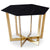 Mesa hexagonal de 120 cm cristal mármol negro patas metal dorado
