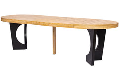 Table extensible ronde Bado chêne clair et noir