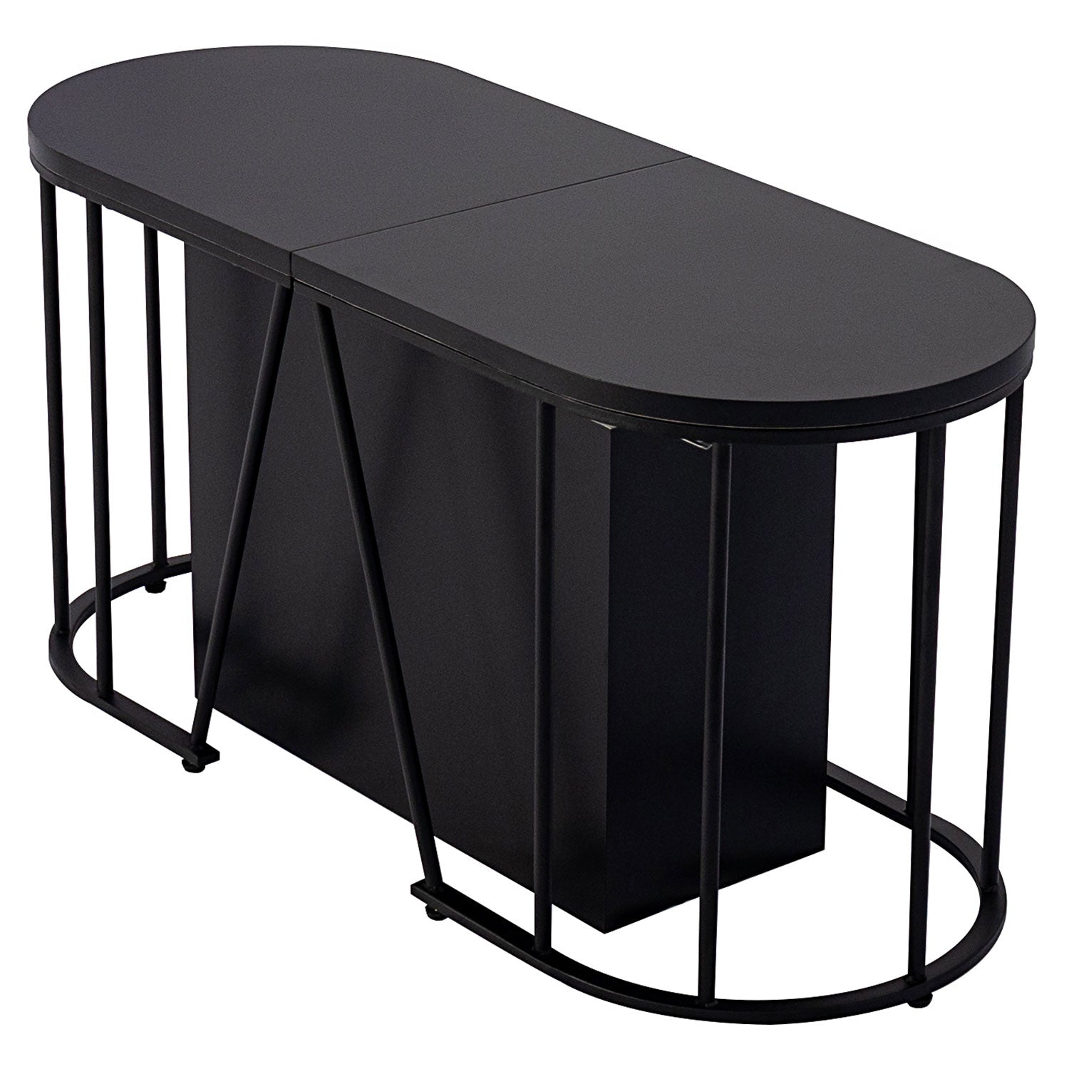 Banc extensible avec rangement rallonges intégré Tambor Noir 92-212cm