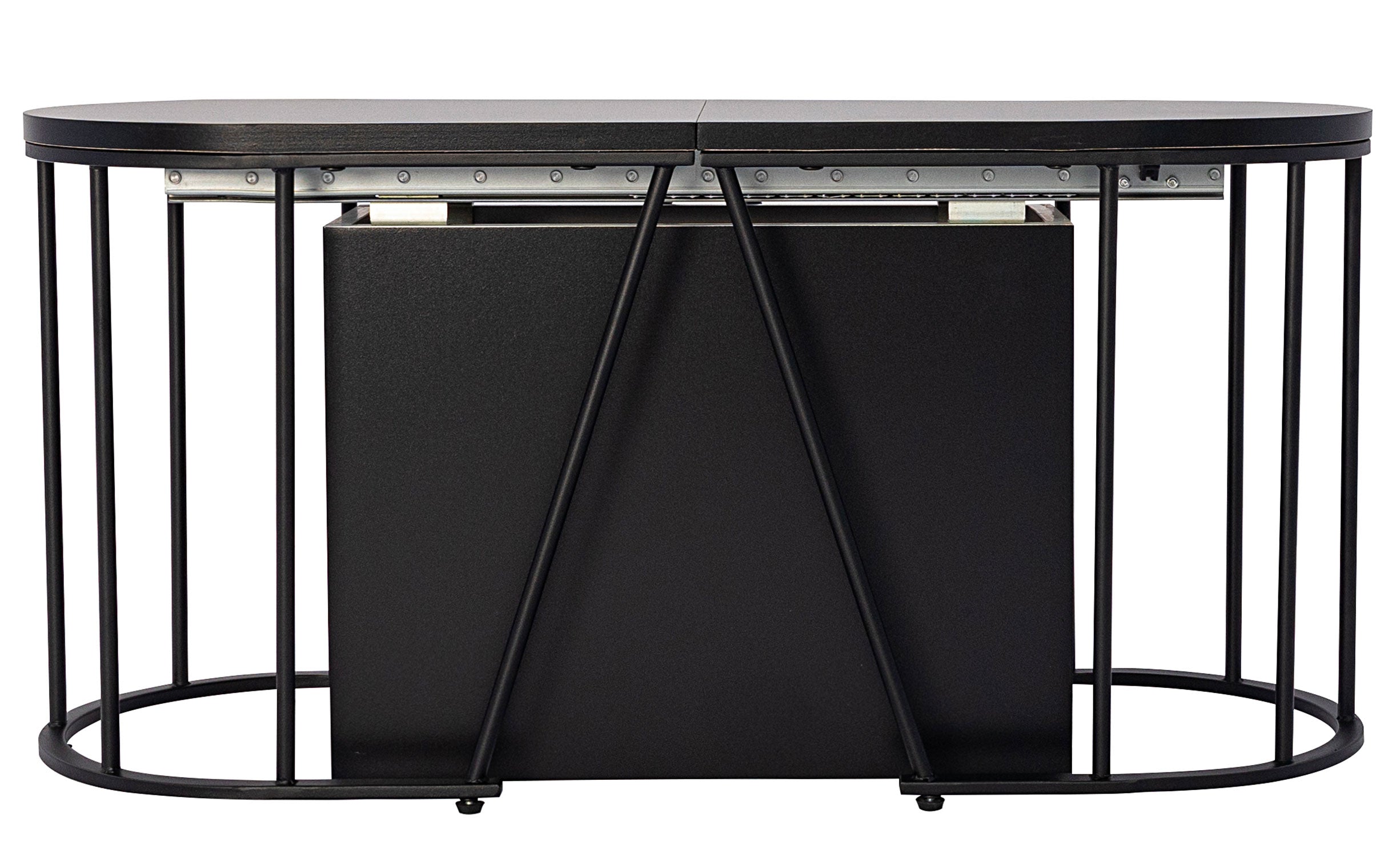 Banc extensible avec rangement rallonges intégré Tambor Noir 92-212cm