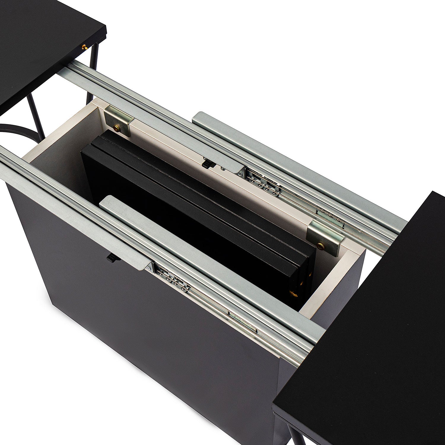 Banc extensible avec rangement rallonges intégré Tambor Noir 92-212cm
