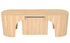 Banc extensible avec rangement rallonges intégré Tammy Effet travertin Beige 92-212cm