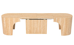 Banc extensible avec rangement rallonges intégré Tammy Effet travertin Beige 92-212cm