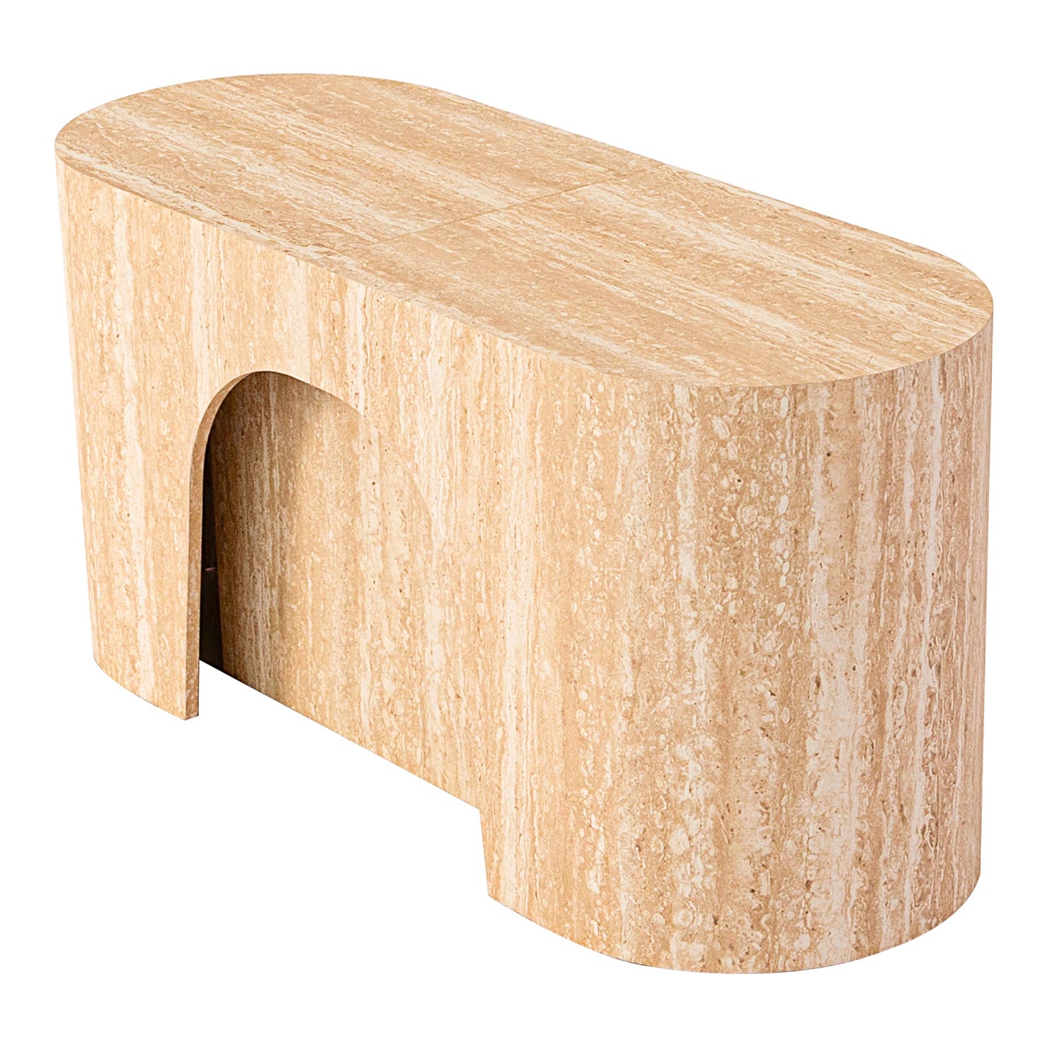 Banc extensible avec rangement rallonges intégré Tammy Effet travertin Beige 92-212cm
