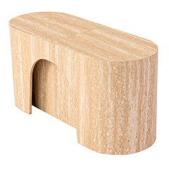 Banc extensible avec rangement rallonges intégré Tammy Effet travertin Beige 92-212cm