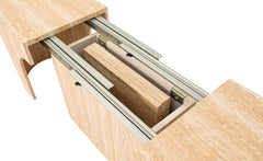 Banc extensible avec rangement rallonges intégré Tammy Effet travertin Beige 92-212cm