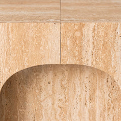 Banc extensible avec rangement rallonges intégré Tammy Effet travertin Beige 92-212cm