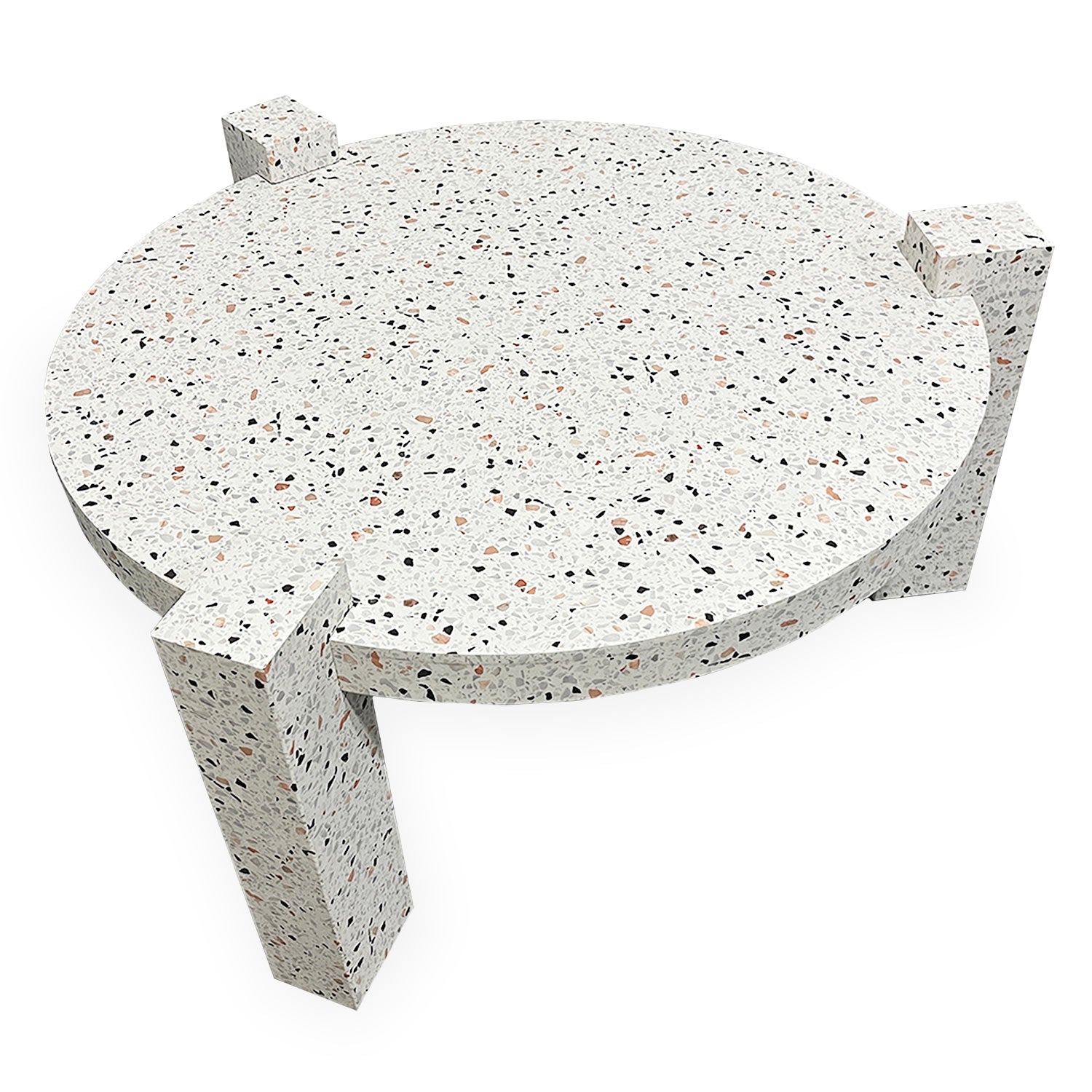Table basse ronde moderne Titouan D84cm Effet Terrazzo