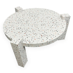 Table basse ronde moderne Titouan D84cm Effet Terrazzo