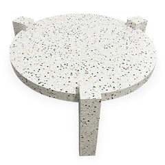 Table basse ronde moderne Titouan D84cm Effet Terrazzo