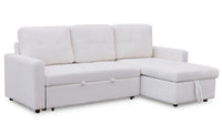 Canapé d'angle convertible en tissu bouclette crème
