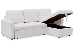 Canapé d'angle convertible Toledo Tissu Bouclette Crème