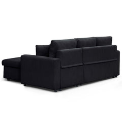 Canapé d’angle convertible avec coffre de rangement réversible Toledo Velours côtelé Noir
