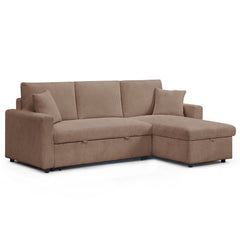 Canapé d’angle convertible avec coffre de rangement réversible Toledo Velours côtelé Taupe