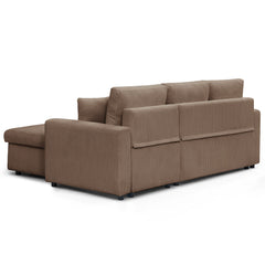 Canapé d’angle convertible avec coffre de rangement réversible Toledo Velours côtelé Taupe