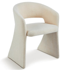 Juego de 8 sillas Ciges de tela bouclé crema