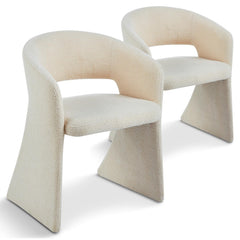 Lote de 2 sillas Ciges de tela bouclé color crema