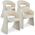 Juego de 4 sillas Ciges de tela bouclé color crema