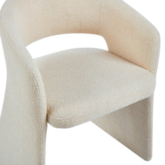Juego de 8 sillas Ciges de tela bouclé crema