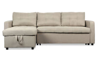 Canapé d'angle convertible Arida en tissu beige