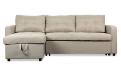 Canapé d'angle convertible Arida en tissu beige