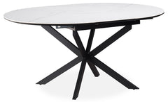 Table extensible Tyrese 160cm pieds en étoile et plateau effet marbre Blanc