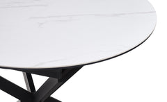 Table extensible Tyrese 160cm pieds en étoile et plateau effet marbre Blanc