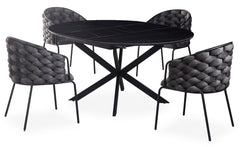 Mesa extensible Brigine de 160 cm con patas de araña y tapa de cerámica negra
