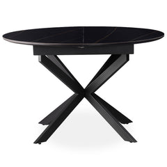 Mesa extensible Brigine de 160 cm con patas de araña y tapa de cerámica negra
