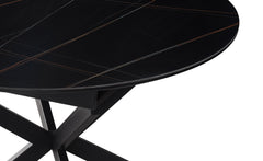 Mesa extensible Brigine de 160 cm con patas de araña y tapa de cerámica negra