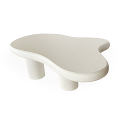 Mesa de centro Capelma, curvas orgánicas 69x100cm blanco texturizado