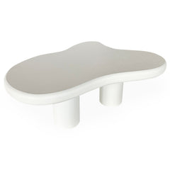 Mesa de centro Capelma, curvas orgánicas 69x100cm blanco texturizado