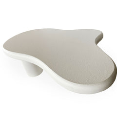 Mesa de centro Capelma, curvas orgánicas 69x100cm blanco texturizado