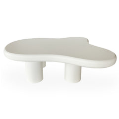 Mesa de centro Capelma, curvas orgánicas 69x100cm blanco texturizado