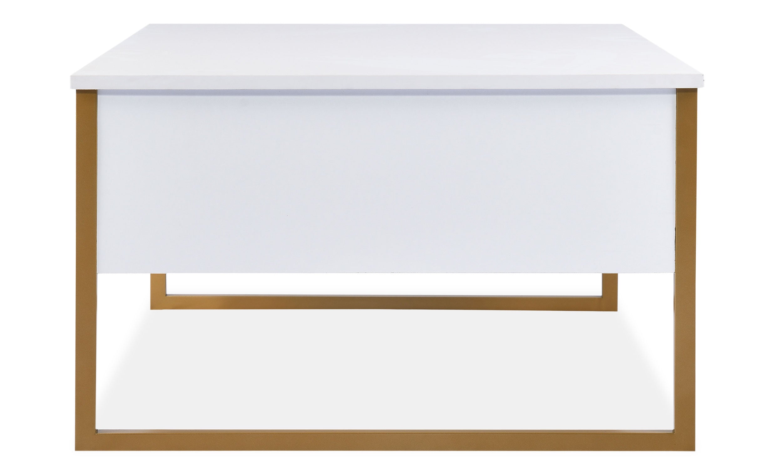 Table basse moderne Valmain 60x90cm Blanc et Métal Or