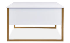 Table basse moderne Valmain 60x90cm Blanc et Métal Or