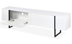 Meuble TV avec 2 portes Biwa 180 cm blanc et métal noir