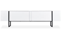 Meuble TV avec 2 portes Biwa 180 cm blanc et métal noir