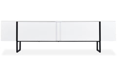 Meuble TV avec 2 portes Biwa 180 cm blanc et métal noir