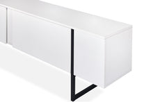 Meuble TV avec 2 portes Biwa 180 cm blanc et métal noir