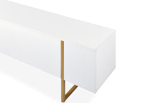 Meuble TV Biwa avec portes L180cm blanc et métal or