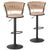 Lot de 2 chaises de bar Brillio dossier arrondi style maillage velours beige et métal noir