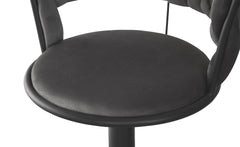 Lot de 2 chaises de bar Brillio dossier arrondi maillage velours gris et métal noir