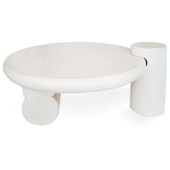 Table basse ronde asymétrique 100cm Yang Crème