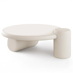 Table basse ronde asymétrique 100cm Yang Crème